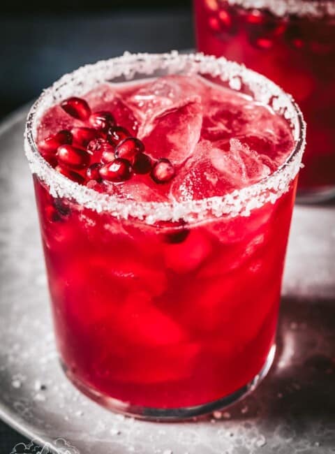 Pomegranate margarita in a glass