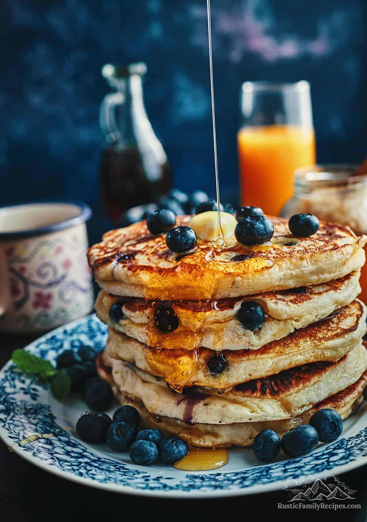 Easy Blueberry Buttermilk Pancakes | Rustic Family Recipes