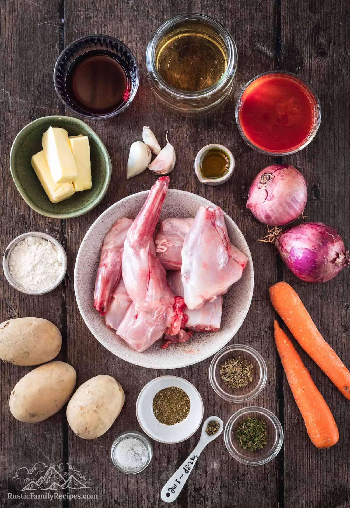 Ingredients for rabbit stew