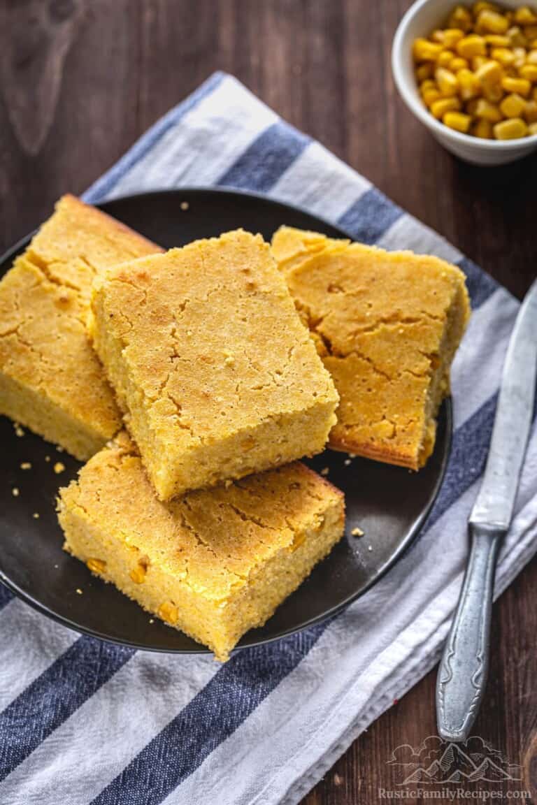 Slices of cornbread on a plate