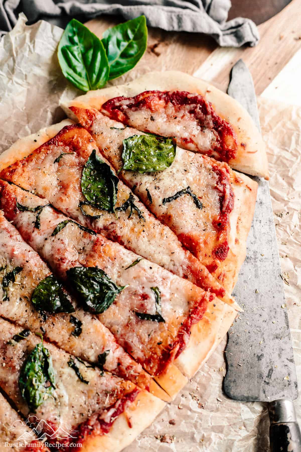 Sliced sourdough pizza