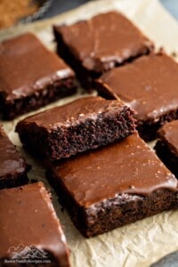 Zucchini brownies on parchment paper