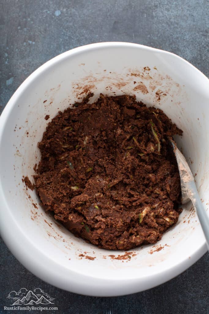 Zucchini brownie batter in a bowl