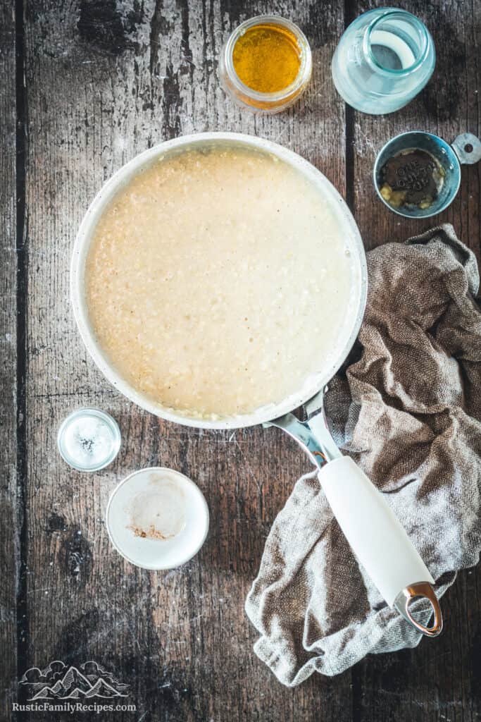 A simmering pot of millet