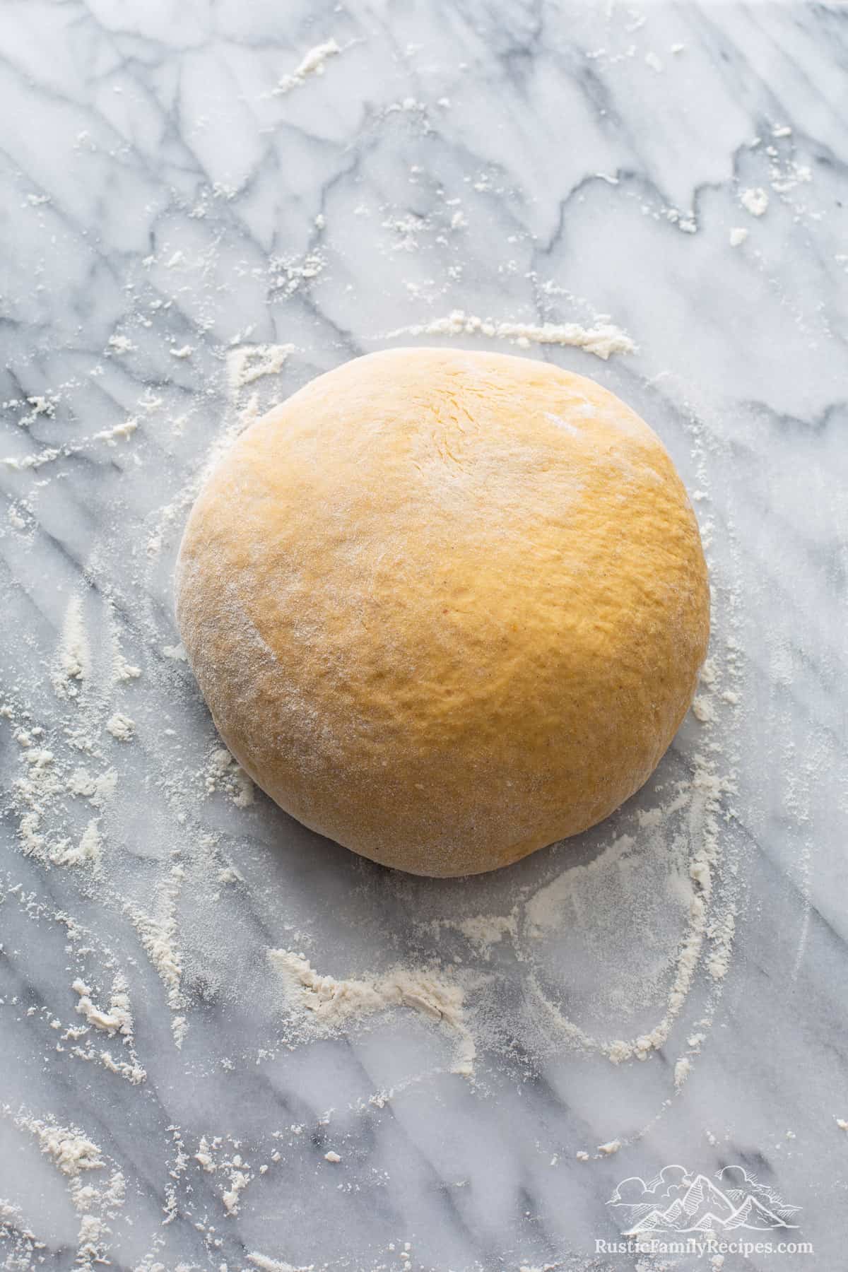 Ball of Pumpkin Apple Apricot Bread dough