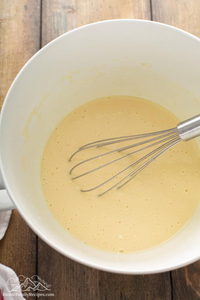 Honey Vanilla Challah wet ingredients in bowl