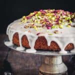 Homemade Persian Love Cake on a cake stand