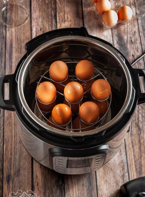 Eggs ready to be cooked in an instant pot