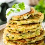 A stack of zucchini corn griddle cakes