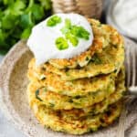 A stack of zucchini corn griddle cakes