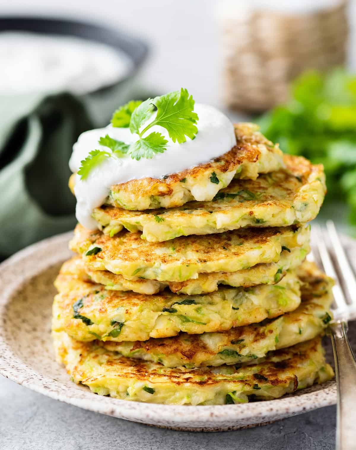 A stack of zucchini corn griddle cakes