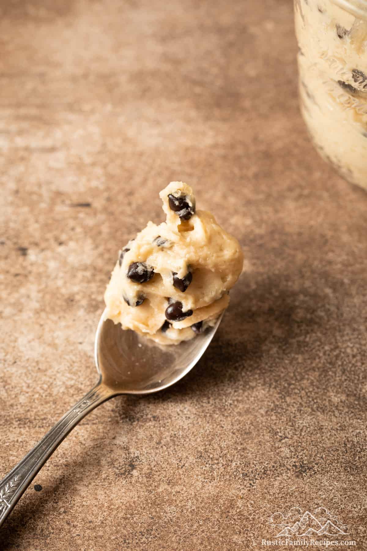 spoonful of edible chocolate chip cookie dough