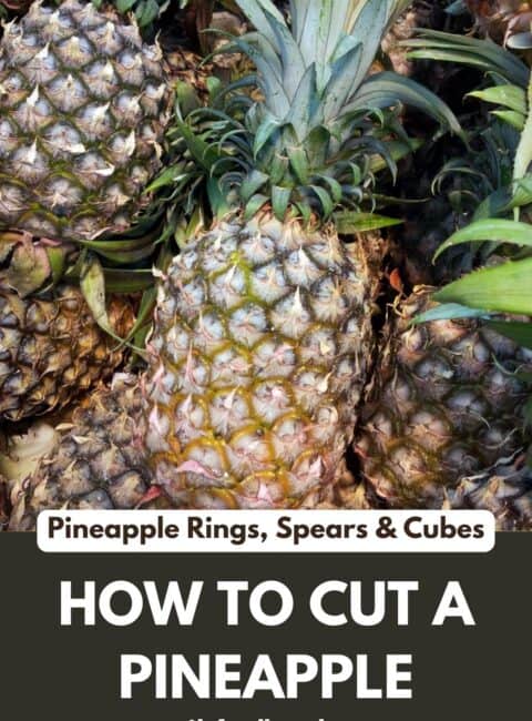 A stack of pineapples ready to be cut