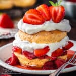 Classic strawberry shortcake dessert on a plate