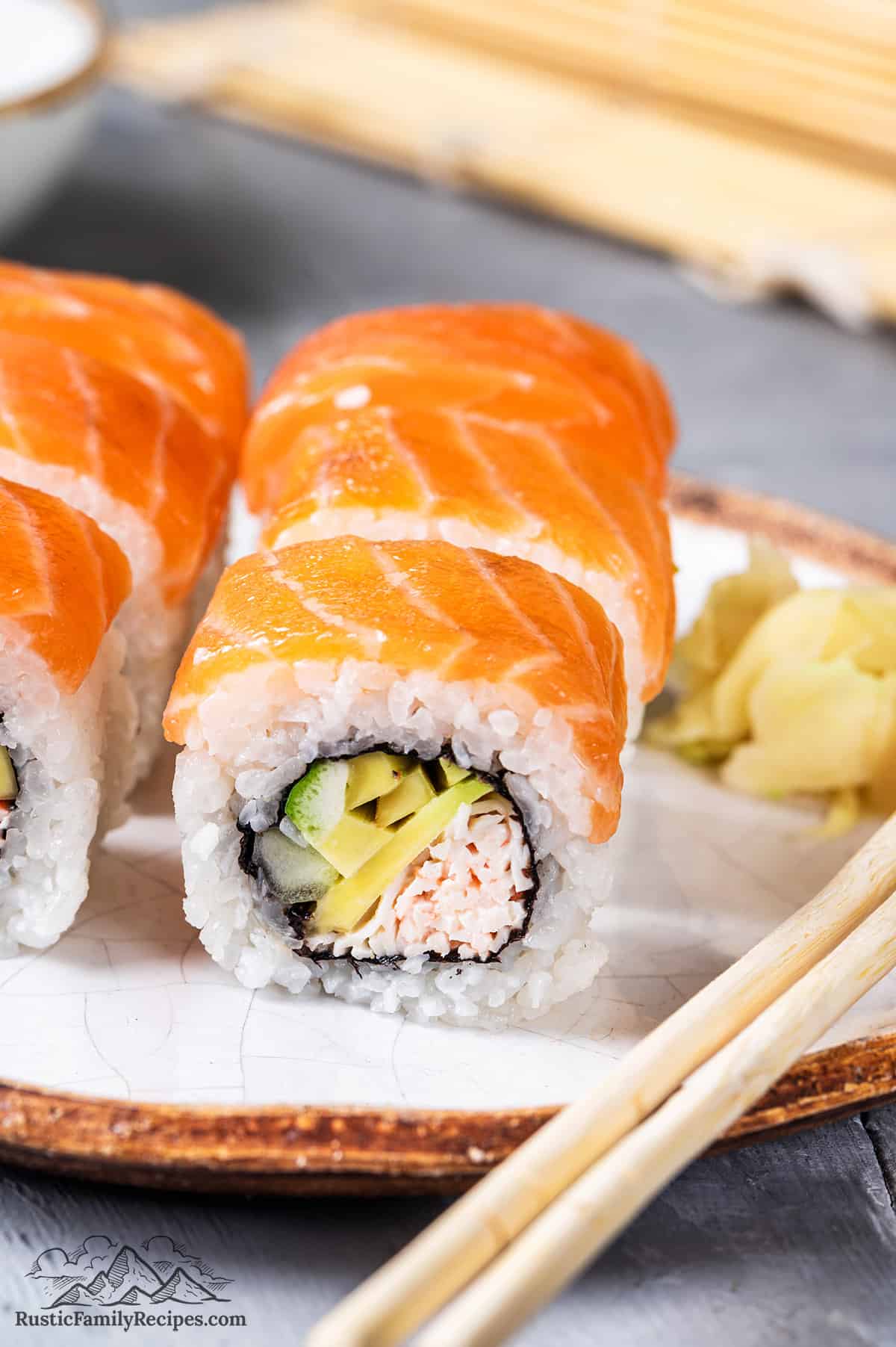 Close up of Alaska Roll Sushi