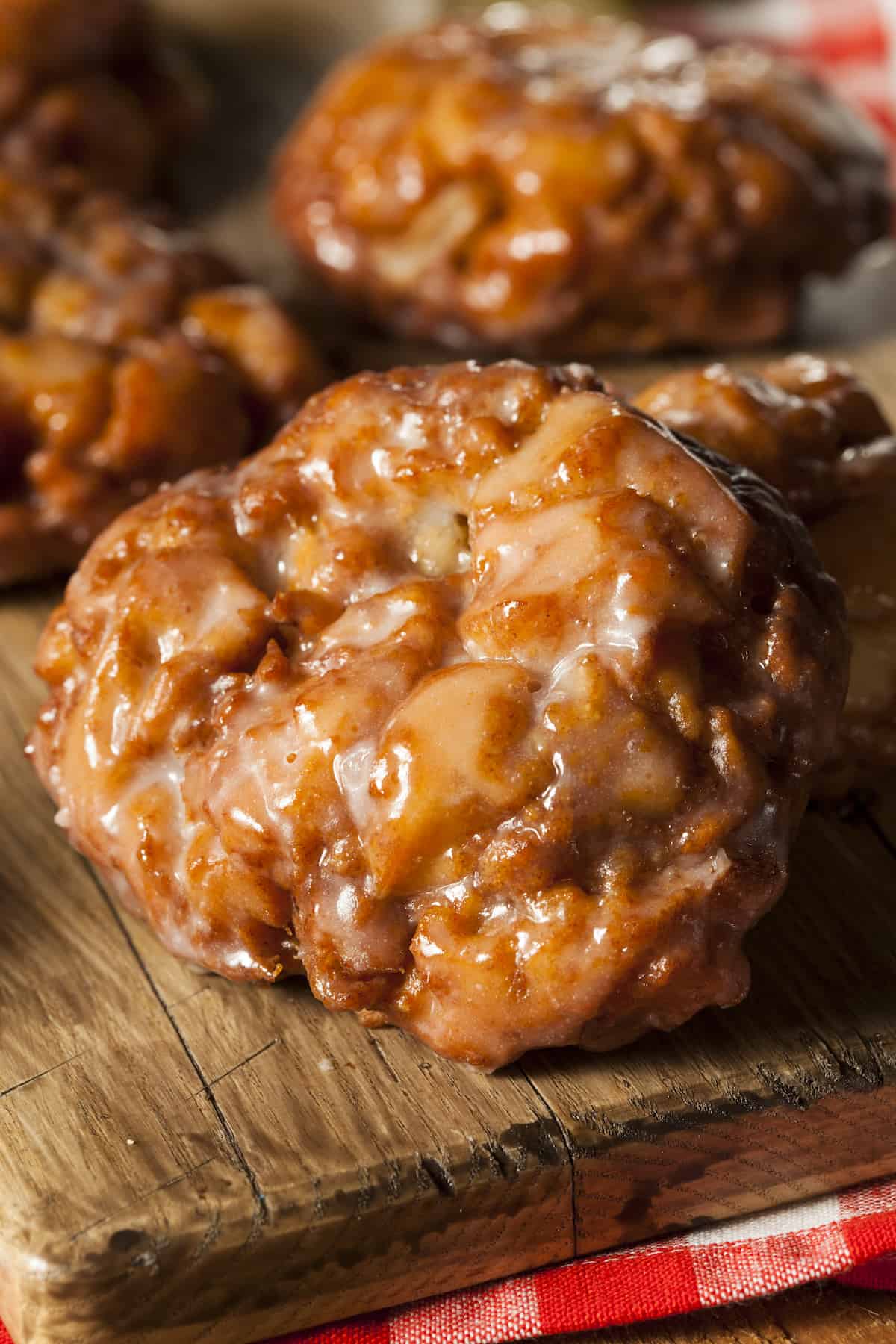 Close up of 3 apple fritters