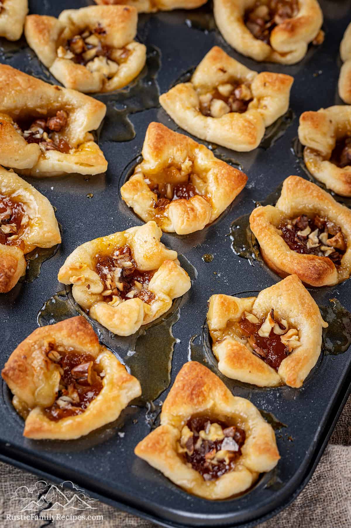 Apricot brie bites baked in muffin tin