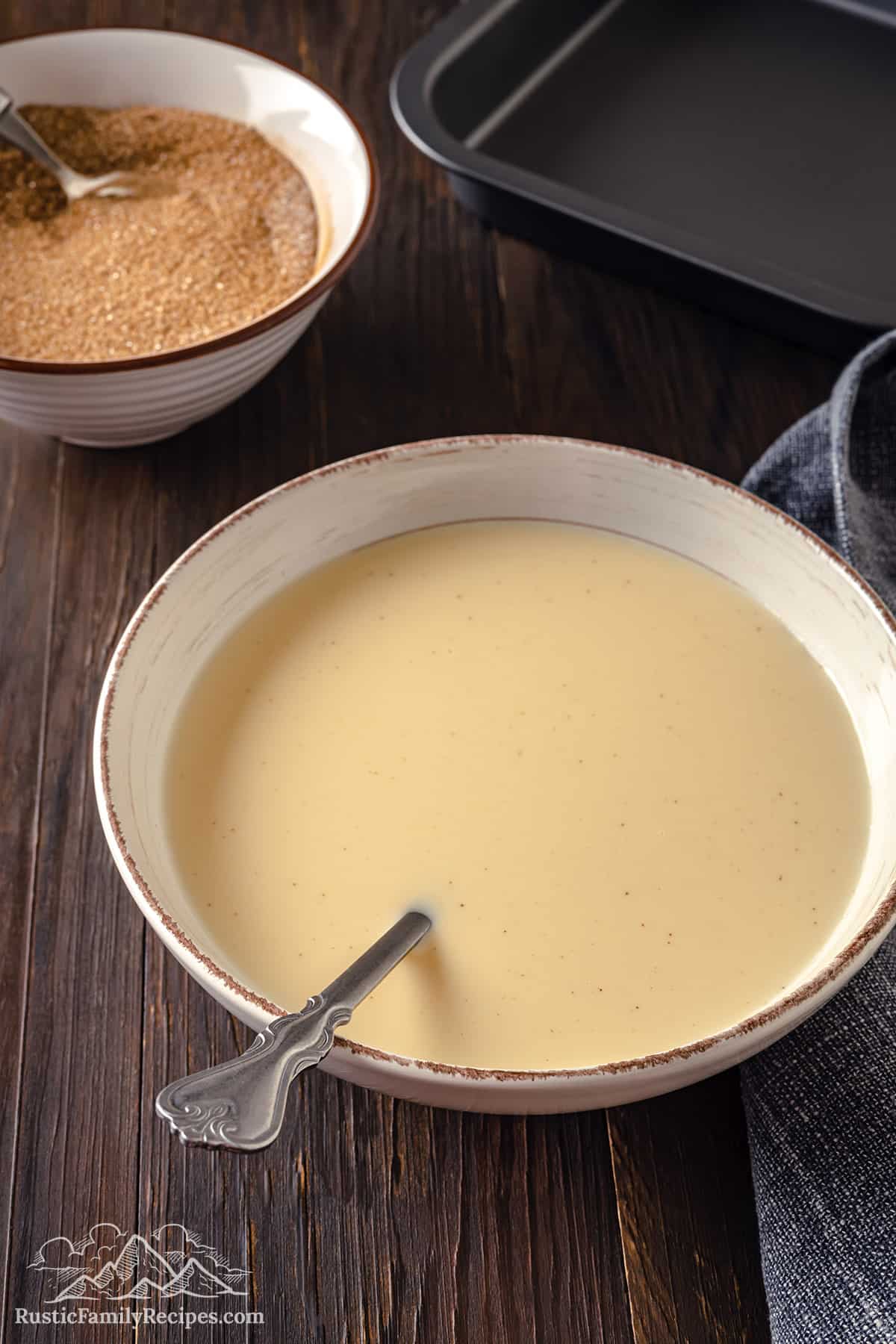 Custard for french toast in a bowl