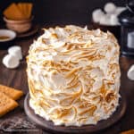 Recipe card photo for s'mores cake.