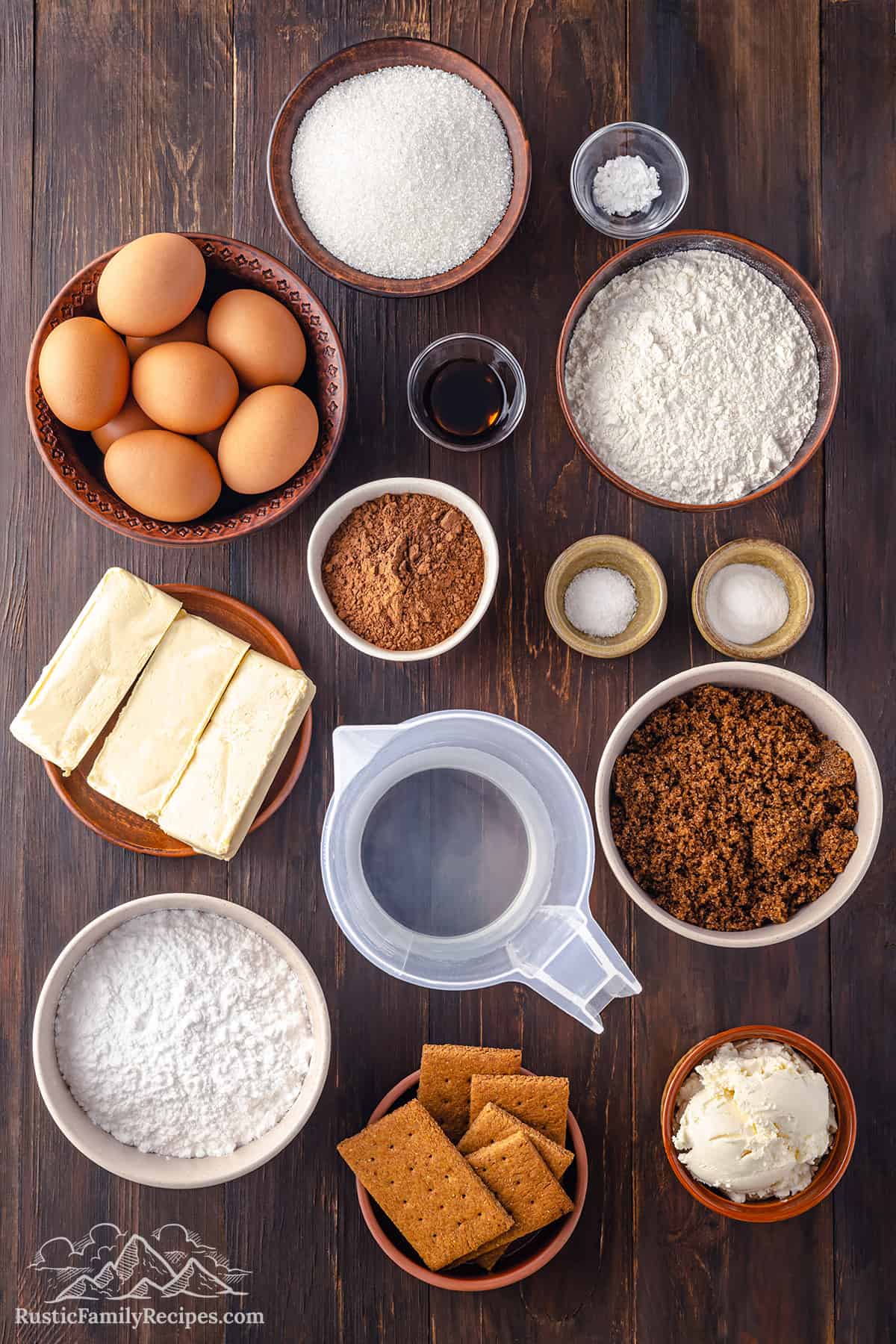 Ingredients for the s'mores cake.