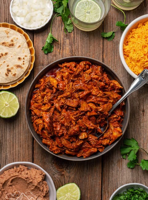 Chilorio in a large serving dish.