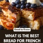 A stack of challah french toast with a slice taken out