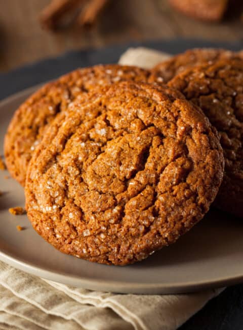 Homemade Gingersnap Cookies on a plate