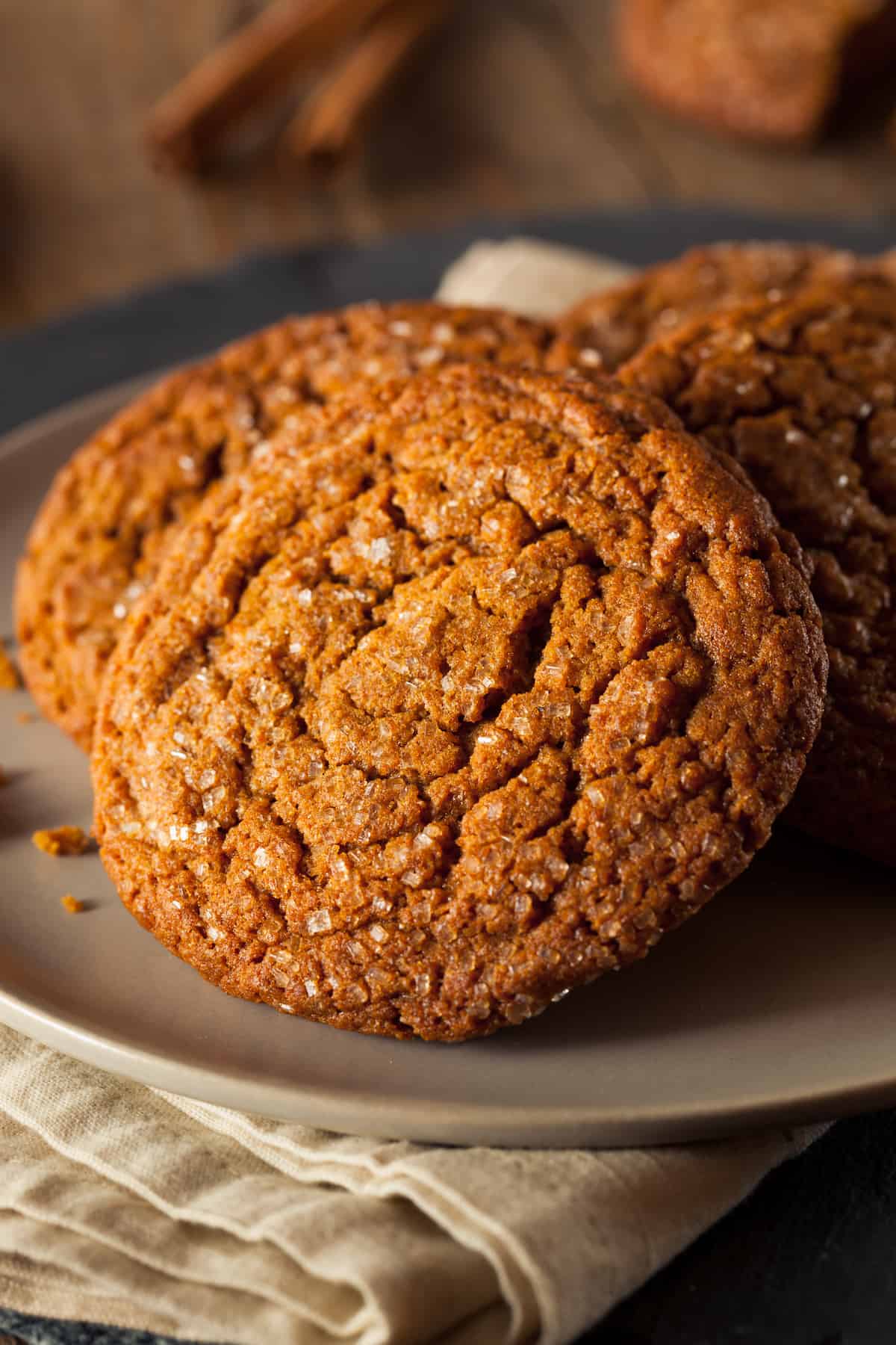 Homemade Gingersnap Cookies on a plate