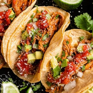 Landscape photo of yucatan pork tacos.