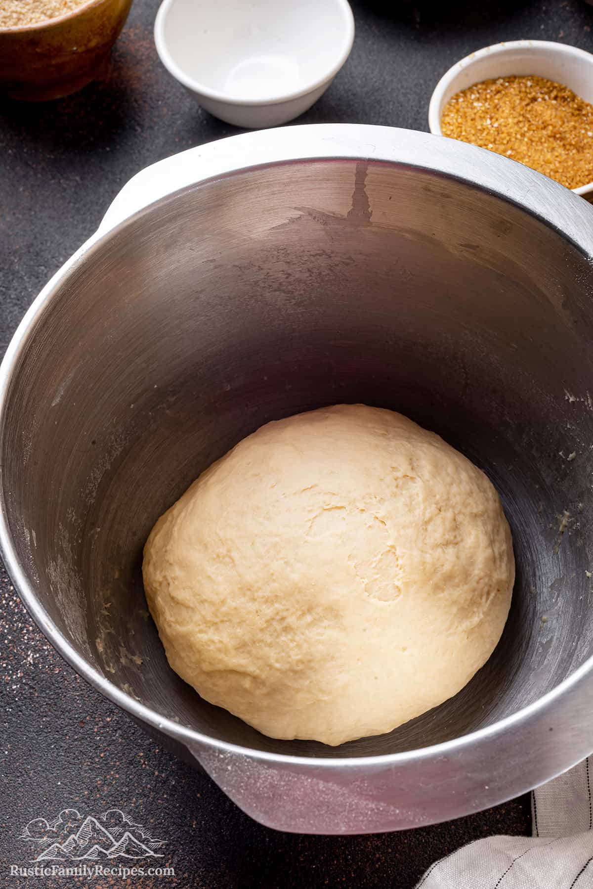 Senorita dough in a mixer bowl getting ready to rise