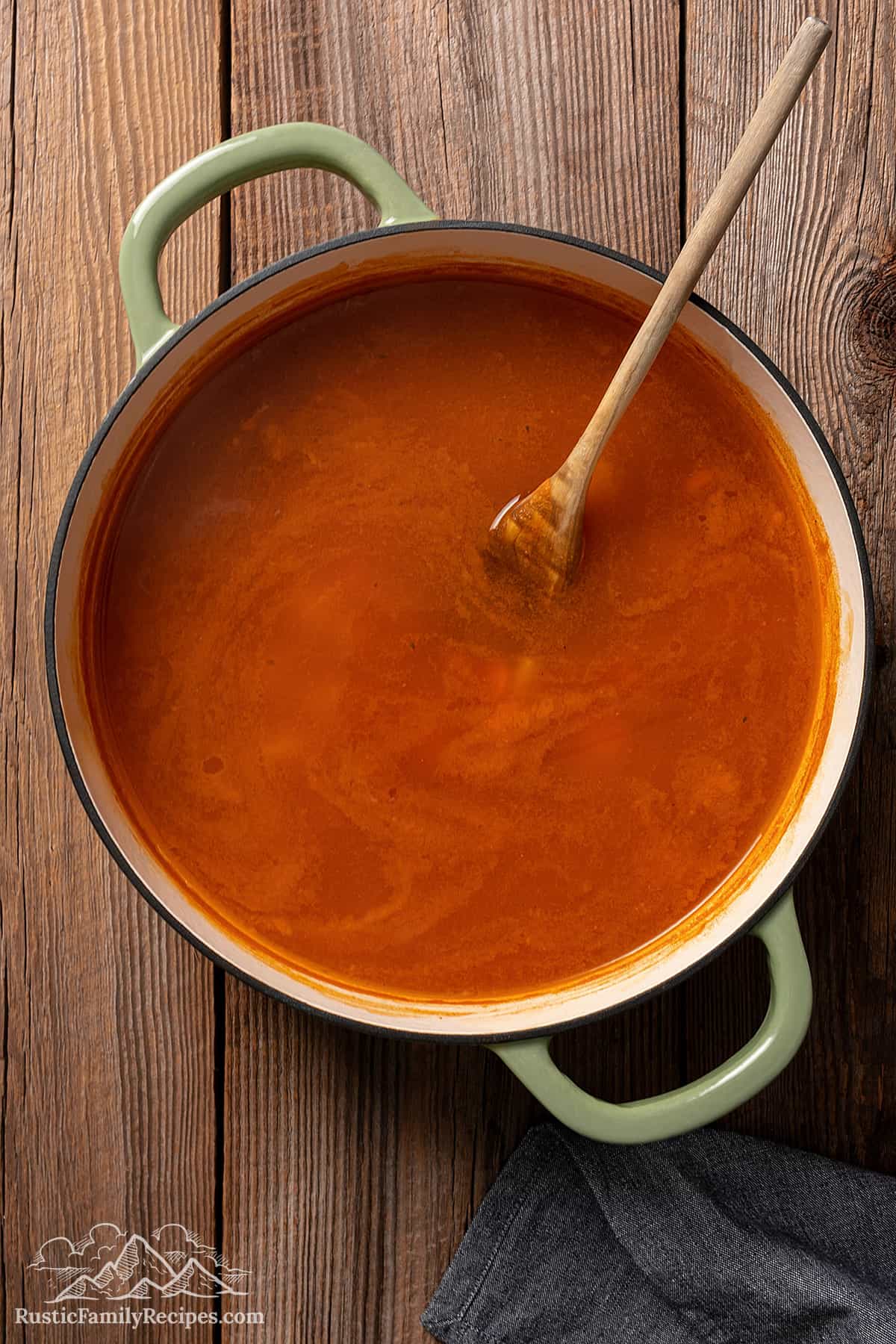Cooked tomato base for albondigas soup