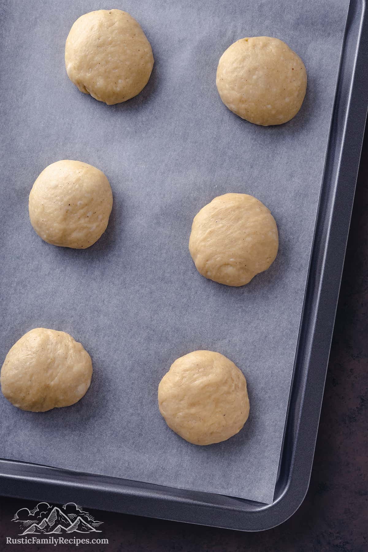 Concha dough on a baking sheet