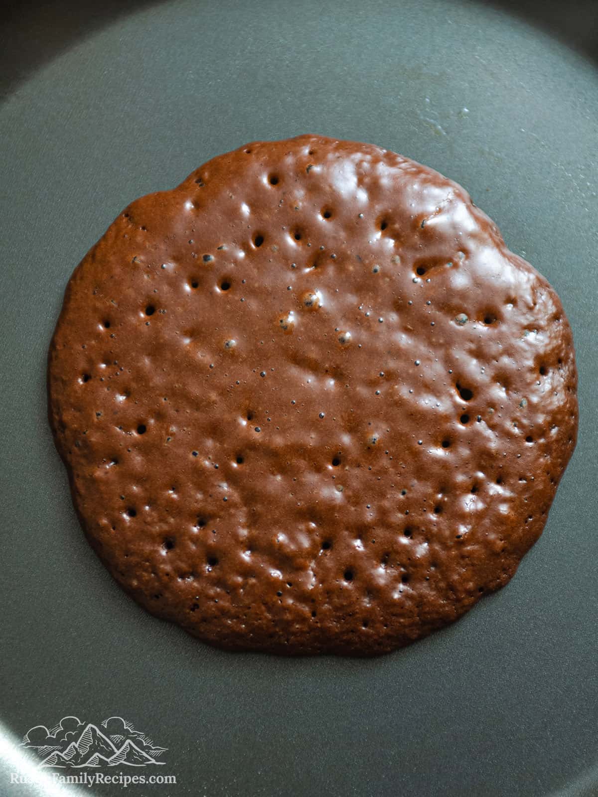 Cooking a chocolate pancake