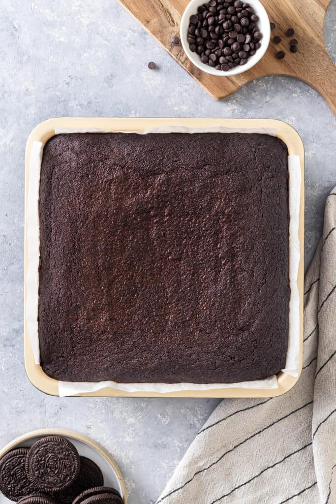 Baked brownies in a 9x9 dish