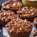 Close up of no bake cookies on parchment paper