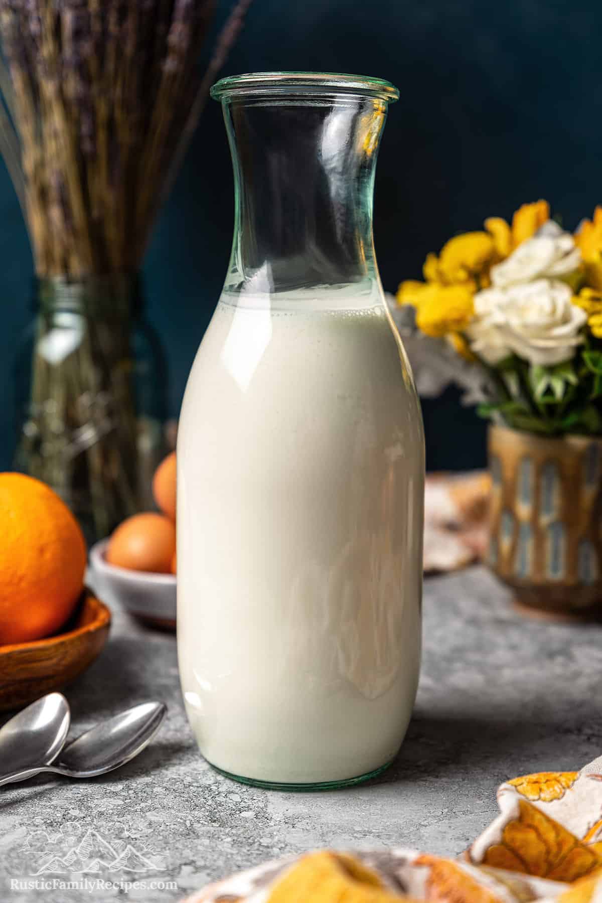Jar filled with buttermilk