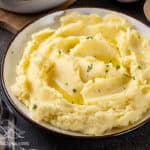 A bowl filled with buttermilk mashed potatoes