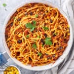 Mexican spaghetti in a skillet