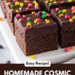 Cosmic brownies on a marble board, Pinterest pin
