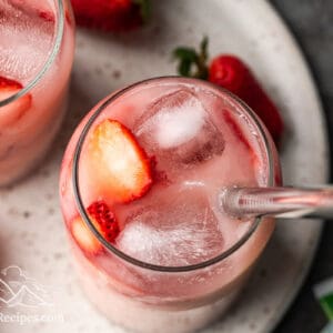 Top view of two Starbucks Pink Drinks