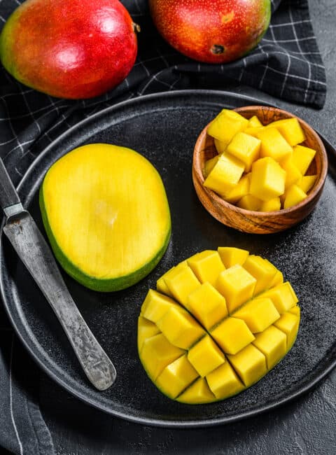 Ripe mango cut into cubes