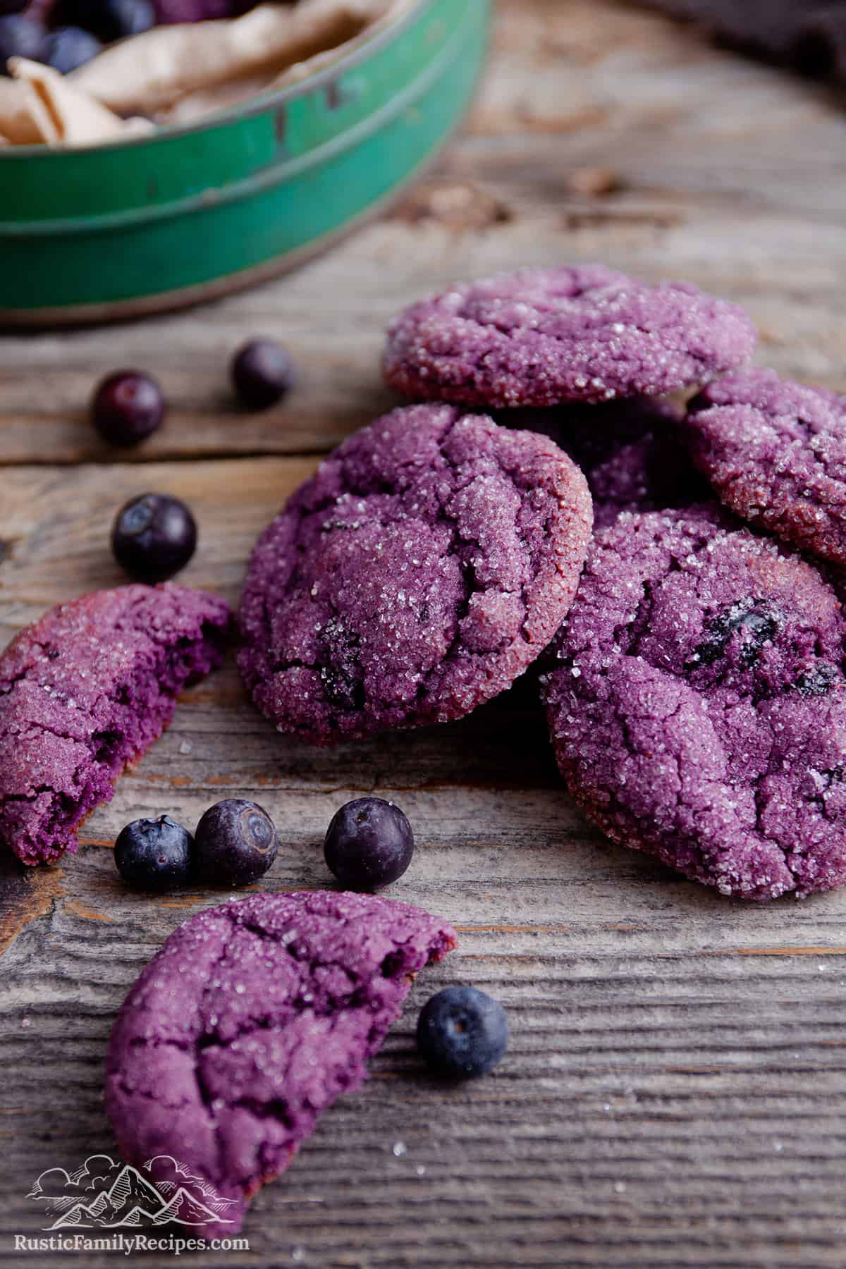 Blueberry Cookies on a wood table