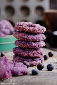 Stack of purple blueberry cookies