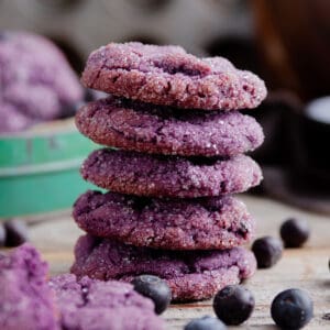 Stack of purple blueberry cookies