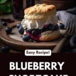 Blueberry shortcake on a rustic plate