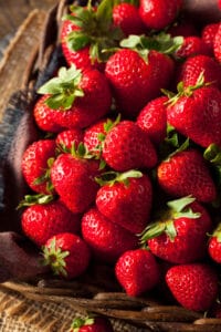 Fresh strawberries in a basket