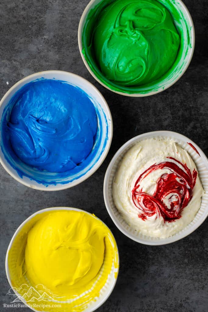 Adding color to Cool Whip Cookies batter