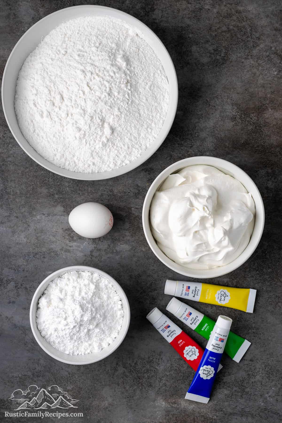 Ingredients for cool whip cookies on a counter