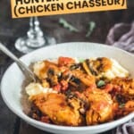 Bowl filled with chicken chasseur