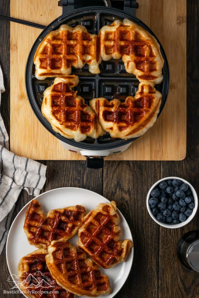 Cooked croffles in a waffle maker